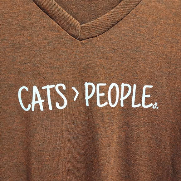 Cat lady Cats greater than People vneck short sleeve t-shirt woman's size small - Picture 6 of 6